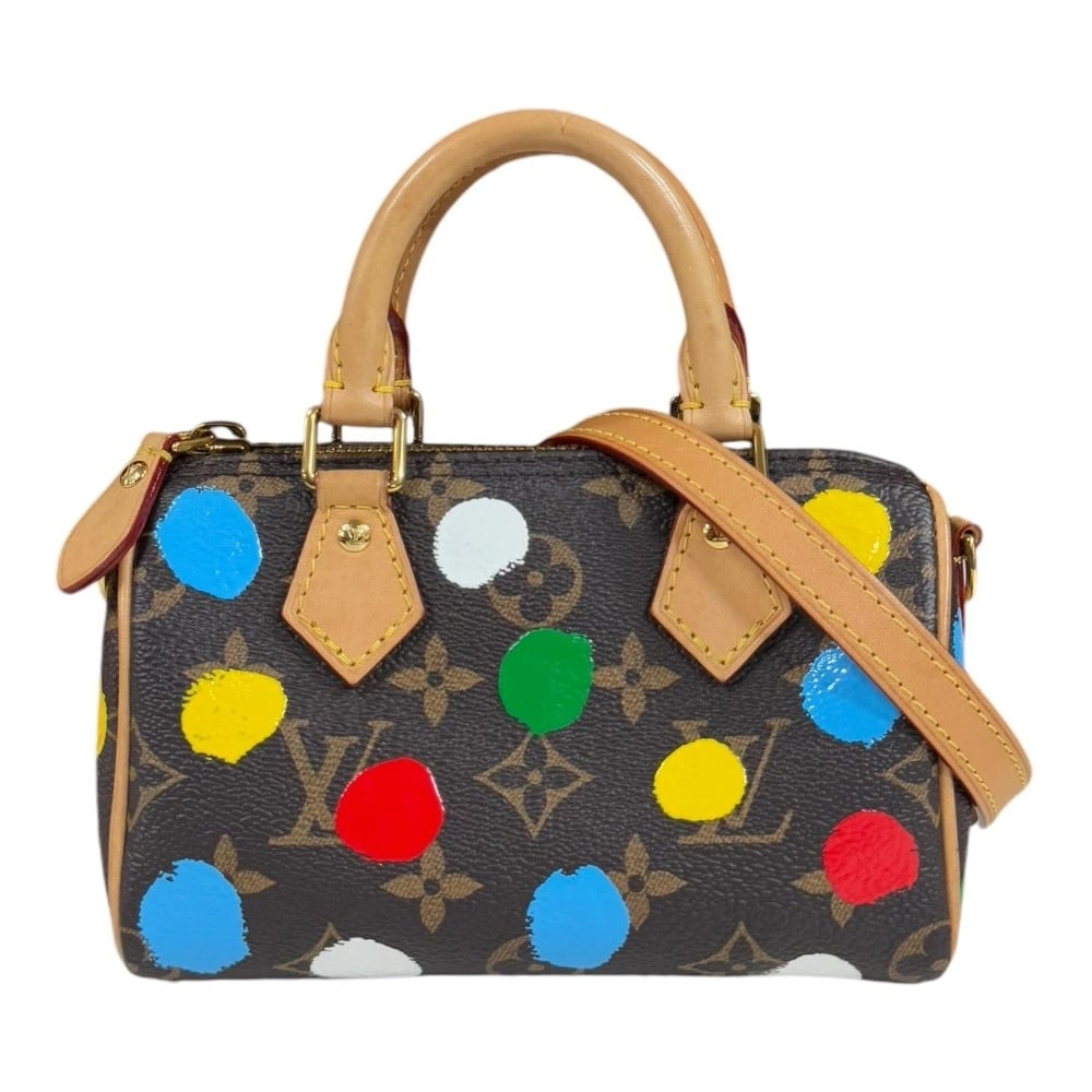 LOUISVUITTON KUSAMAYAYOICOLLABORATION SHOULDERBAG: LOUISVUITTON KusamaYayoiCollaboration ShoulderBag Brand: LOUIS VUITTON Type/Style: Shoulder Bag Material: Exterior Material Monogram canvas Color: Exterior Color Brown / multicolor Size: W6.7 x H3.9 x