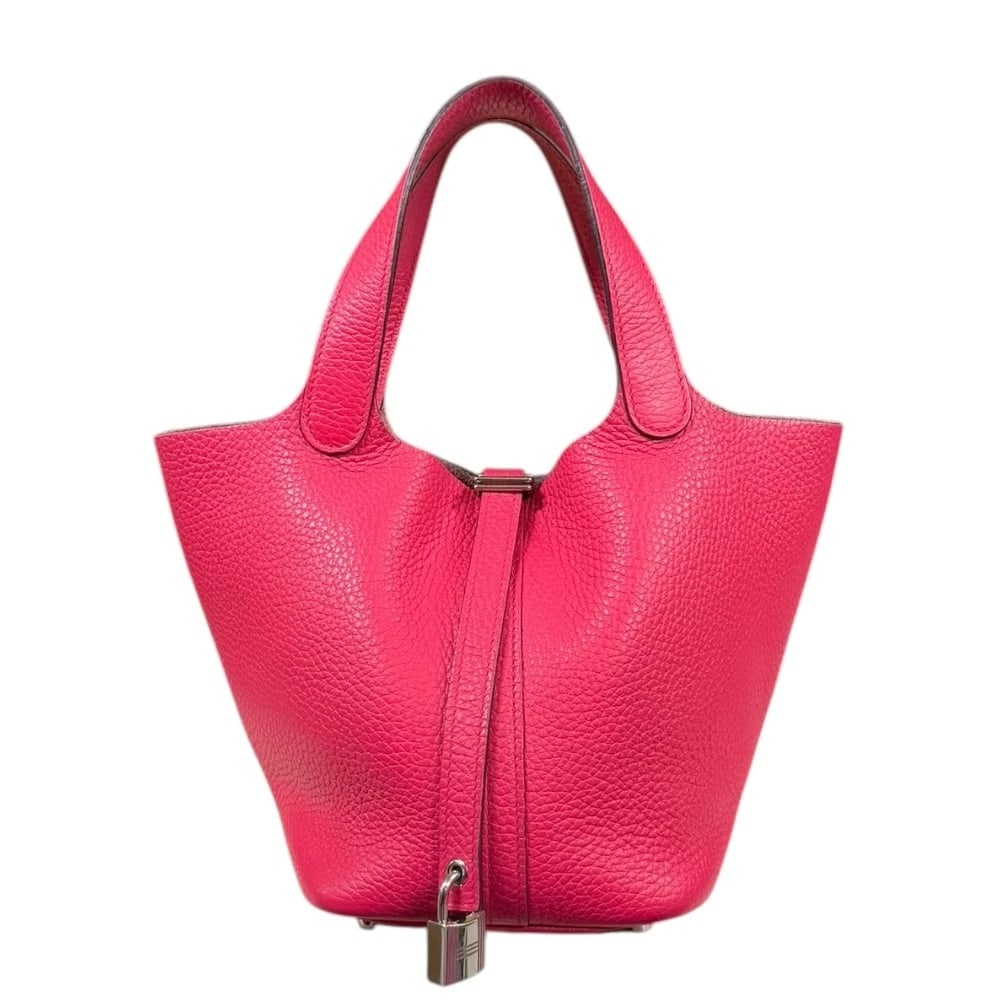 HERMES HANDBAG TAURILLON CLECE: HERMES Handbag Taurillon Clece Brand: HERMES Type/Style: Handbag Material: Exterior Material Taurillon Clece Color: Exterior Color pink Size: W7.1 x H7.3 x D5.1inch Handle:11.2inch Accessories: None