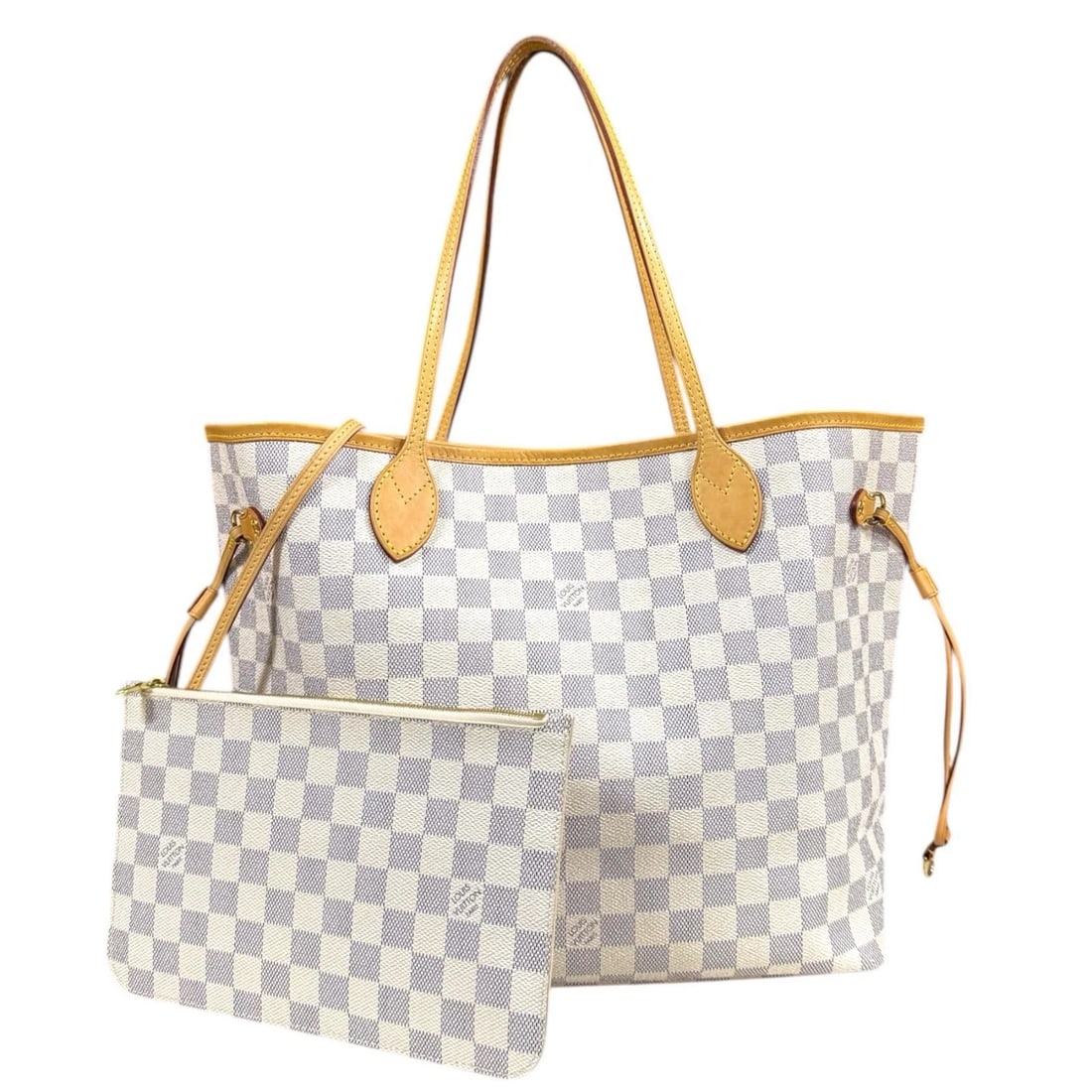 LOUIS VUITTON TOTE BAG DAMIER AZUR CANVAS: LOUIS VUITTON Tote Bag Damier Azur Canvas Brand: LOUIS VUITTON Type/Style: Tote Bag Material: Exterior Material Damier Azur Canvas Color: Exterior Color white Size: W12.4 x H11.4 x D6.3inch
