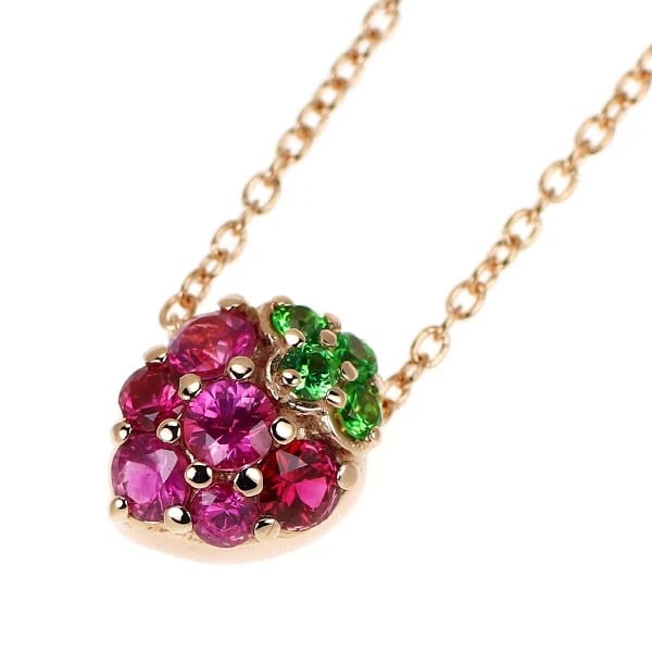 PONTE VECCHIO K18PG RUBY PINK SAPPHIRE GREEN PENDANT NECKLACE: Ponte Vecchio K18PG Ruby Pink Sapphire Green Pendant Necklace Brand: Pontevecchio Type/Style: pendant necklace Material: K18PG Color: PG Size: Necklace: Chain Length 40cm Accessories: None
