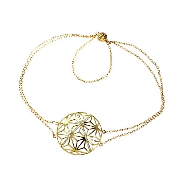 MAGNET/ K18YG DIAMOND BRACELET: magnet/ K18YG diamond bracelet Brand: None Type/Style: bracelets Material: K18YG Color: YG Size: Necklace: Chain Length 18.5 Length/Width/Diameter21.3 Accessories: None Accessories Notice: When