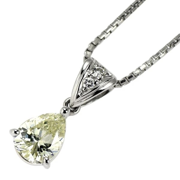 TASAKI PEARL PT900/ PT850 PEAR SHAPE DIAMOND PENDANT NECKLACE: Tasaki Pearl Pt900/ Pt850 Pear Shape Diamond Pendant Necklace Brand: Tasaki Pearl Type/Style: pendant necklace Material: Pt900/ Pt850, Main Stone/Creation Natural Color: Silver Size: Necklace: Chain
