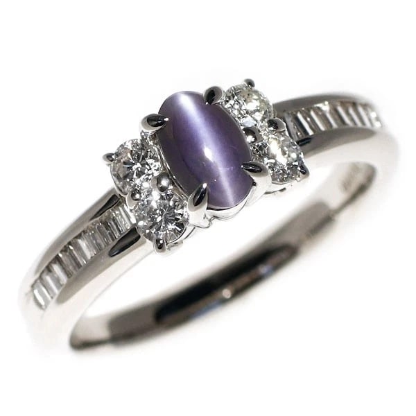 RARE PT900 ALEXANDRITE CAT'S EYE DIAMOND RING: Rare Pt900 Alexandrite Cat's Eye Diamond Ring Brand: None Type/Style: Ring Material: Pt900, Main Stone/Creation Alexandrite Color: PT Size: 6US Accessories: None Accessories Notice: When purchasing