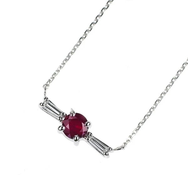 PT900/ PT850 RUBY DIAMOND PENDANT NECKLACE: Pt900/ Pt850 Ruby Diamond Pendant Necklace Brand: None Type/Style: pendant necklace Material: Pt900/ Pt850, Main Stone/Creation Ruby Color: none Size: Necklace: Chain Length 41.5 cm Accessories: None