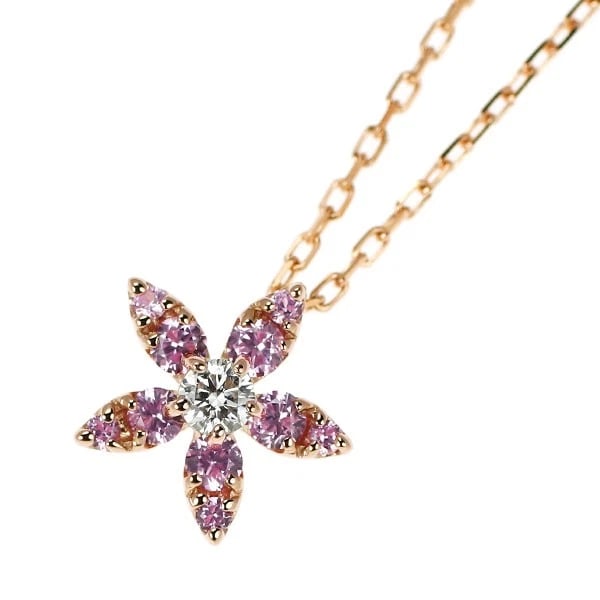 SIREN AZZURRO K18WG/PG PINK SAPPHIRE DIAMOND PENDANT NECKLACE: Siren Azzurro K18WG/PG pink sapphire diamond pendant necklace Brand: None Type/Style: pendant necklace Material: K18WG/PG, Main Stone/Creation sapphires Color: WG PG Size: Necklace: Chain Length 40