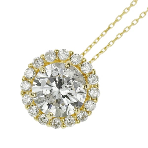 K18YG DIAMOND PENDANT NECKLACE: K18YG Diamond Pendant Necklace Brand: None Type/Style: pendant necklace Material: K18YG, Main Stone/Creation Natural Color: YG Size: Necklace: Chain Length40cm Accessories: None Accessorie