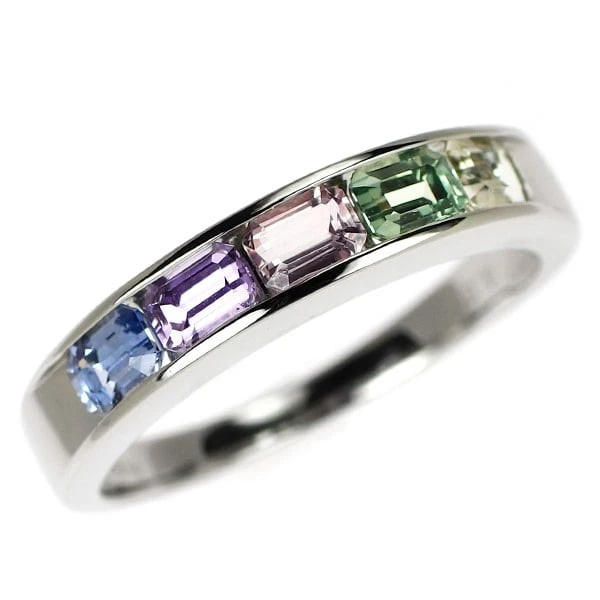 PT950 MULTICOLOR SAPPHIRE RING: Pt950 multicolor sapphire ring Brand: None Type/Style: Ring Material: Pt950 Color: PT Size: 6.75 - 7US Accessories: None Accessories Notice: When purchasing pre-owned goods, please refer to the