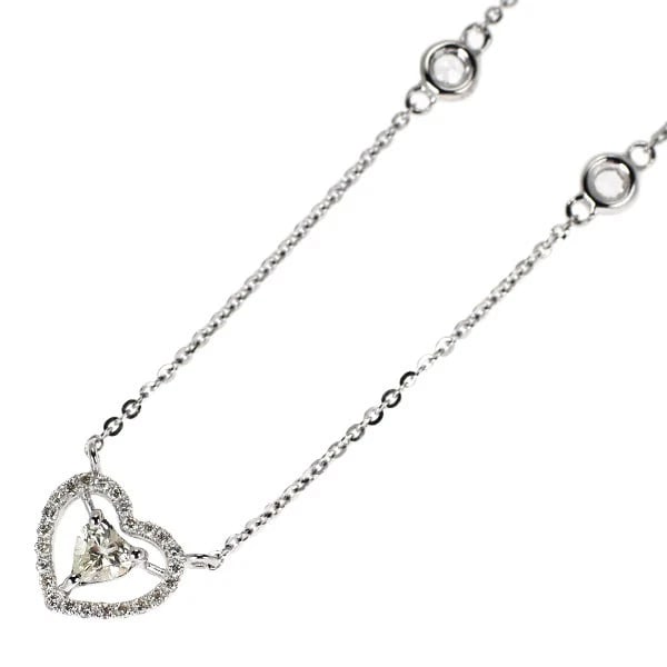 K18WG HEART SHAPE DIAMOND PENDANT NECKLACE: K18WG Heart Shape Diamond Pendant Necklace Brand: None Type/Style: pendant necklace Material: K18WG Color: WG Size: Necklace: Chain Length 41.5 Length/Width/Diameter9.1 Accessories: None Accessories