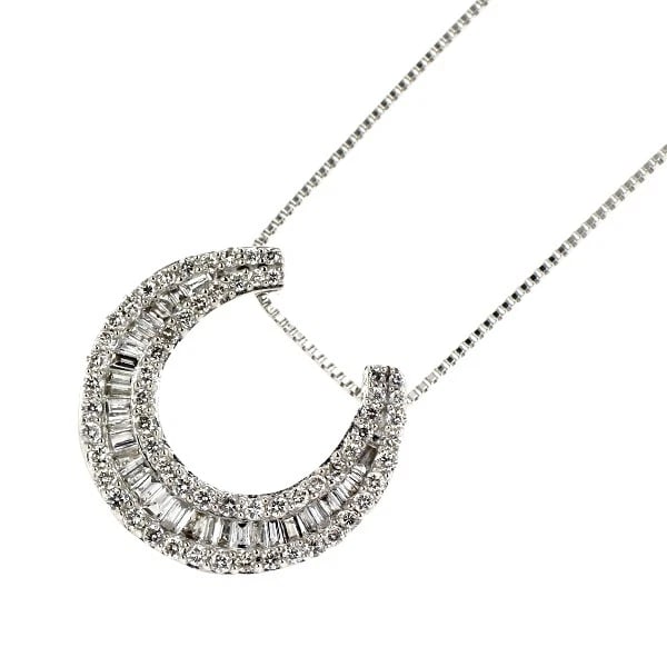 K18WG/ PT999 DIAMOND PENDANT NECKLACE: K18WG/ Pt999 Diamond Pendant Necklace Brand: None Type/Style: pendant necklace Material: K18WG/ Pt999 Color: WG Size: Necklace: Chain Length ?62.5 Length/Width/Diameter15.8 Width/Thickness16.8