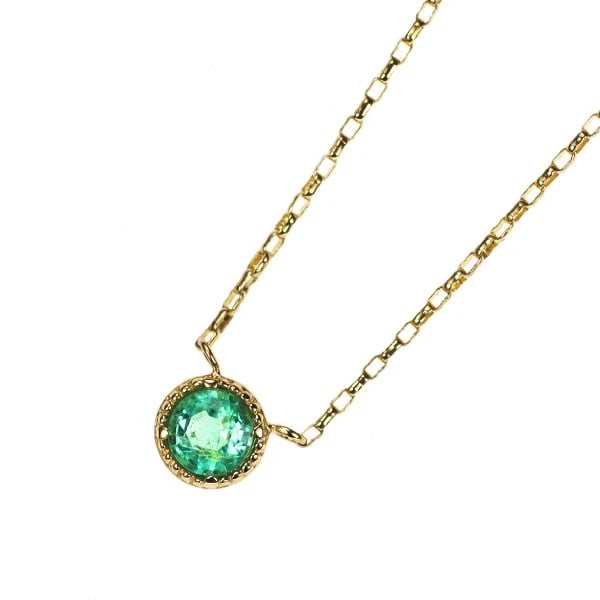 K18YG EMERALD PENDANT NECKLACE: K18YG emerald pendant necklace Brand: None Type/Style: pendant necklace Material: K18YG, Main Stone/Creation emeralds Color: YG Size: Necklace: Chain Length 42.5 cm Accessories: None Accessories