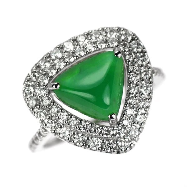 PT950 JADE DIAMOND RING: Pt950 jade diamond ring Brand: None Type/Style: ring Material: Pt950 Color: none Size: 6 US Accessories: None Accessories Notice: When purchasing pre-owned goods, please refer to the photo