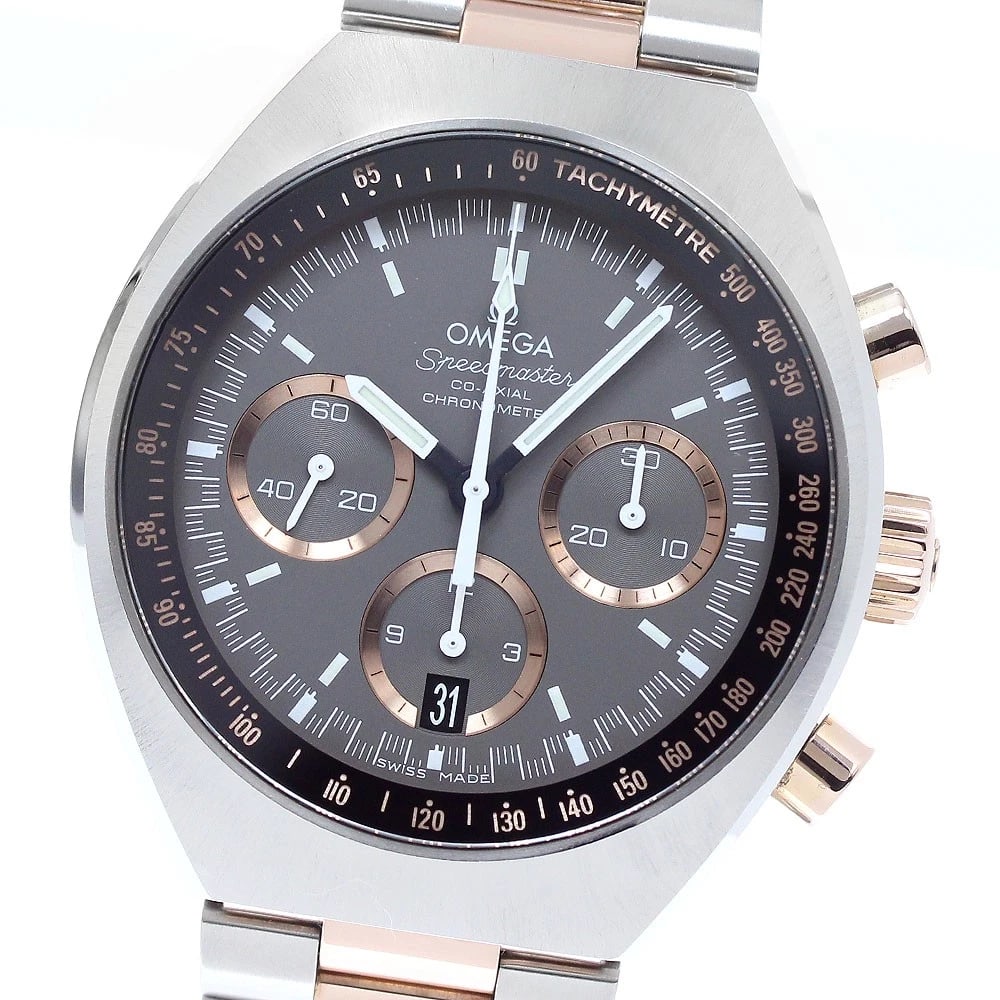 OMEGA SPEEDMASTER MARK CO-AXIAL WATCH: OMEGA Speedmaster Mark Co-Axial Watch Brand: OMEGA Type/Style: Wristwatch Material: Band Material Stainless Steel / Sedona Gold, Case Material Stainless Steel / Sedona Gold Color: Band Color Silver / 