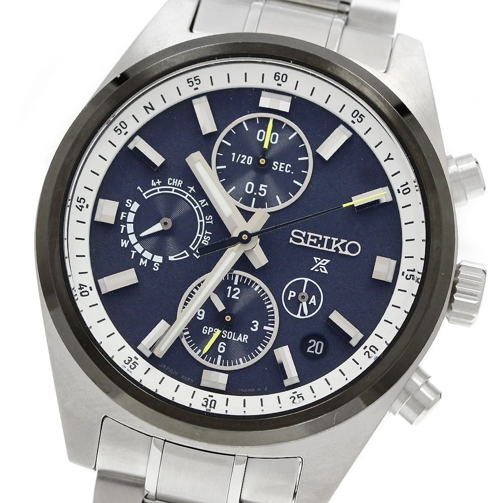 SEIKO PROSPEX GPS SOLAR POWERED RADIO WATCH: SEIKO Prospex GPS Solar Powered Radio Watch Brand: SEIKO Type/Style: Wristwatch Material: Band Material Stainless Steel, Case Material Stainless Steel Color: Band Color Silver, Case Color Silver, Dial