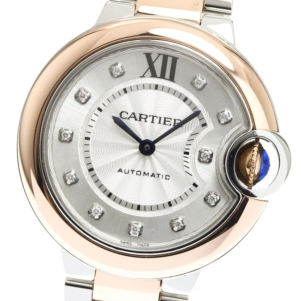 CARTIER ON BLUE SSPG DIAMOND SILVER DIAL WATCH: CARTIER on Blue SSPG Diamond Silver Dial Watch Brand: CARTIER Type/Style: Wristwatch Material: Band Material Stainless Steel/PG, Case Material Stainless Steel/PG Color: Band Color Silver / Pink Gold, 