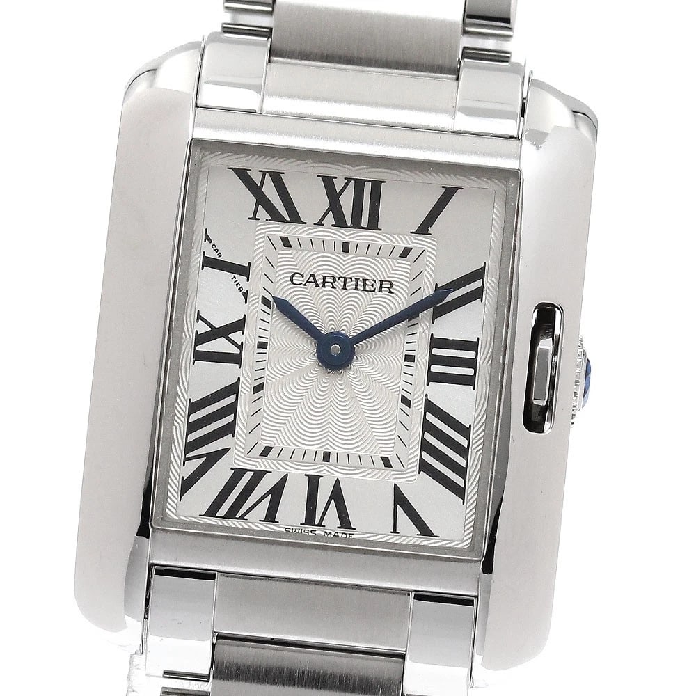 CARTIER TANK ANGLAZE SM SILVER DIAL QUARTZ WATCH: CARTIER Tank Anglaze SM Silver Dial Quartz Watch Brand: CARTIER Type/Style: Wristwatch Material: Band Material Stainless Steel, Case Material Stainless Steel Color: Band Color Silver, Case Color Silve