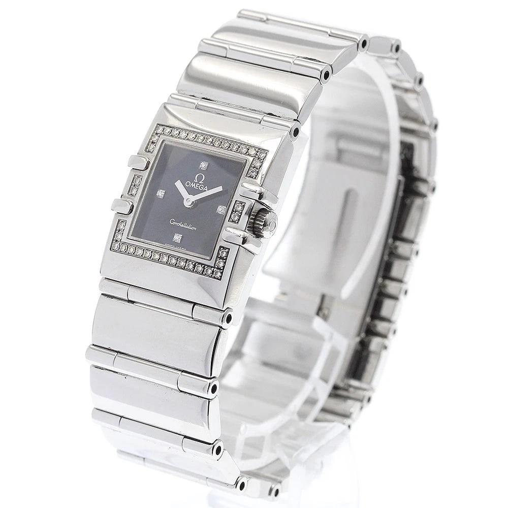 OMEGA CONSTELLATION CARRE QUADRA DIAMOND BEZEL QUARTZ WATCH: OMEGA Constellation Carre Quadra Diamond Bezel Quartz Watch Brand: OMEGA Type/Style: Wristwatch Material: Band Material Stainless Steel, Case Material Stainless Steel Color: Band Color Silver, Case Co