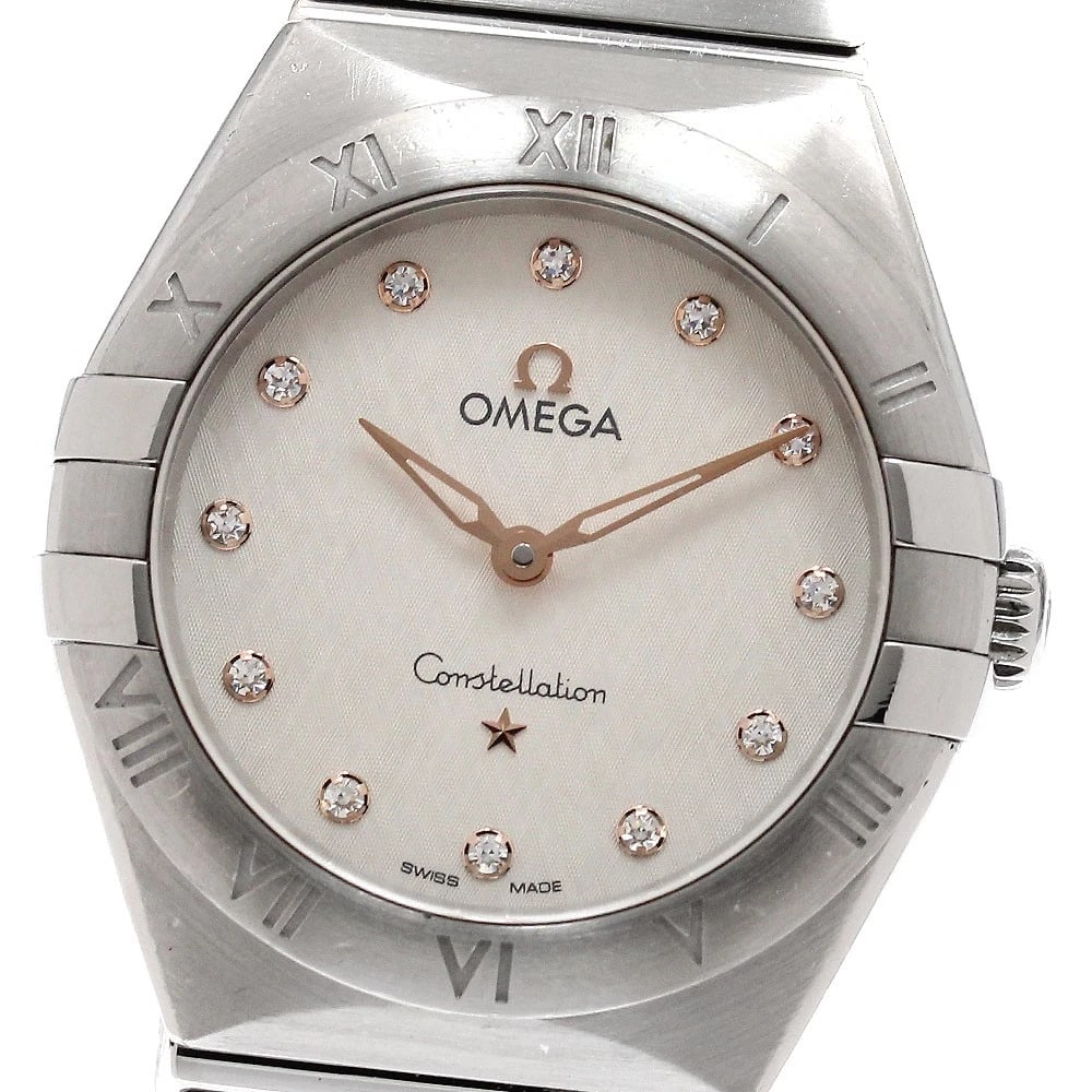 OMEGA CONSTELLATION MANHATTAN BLUSH DIAMOND QUARTZ WATCH: OMEGA Constellation Manhattan Blush Diamond Quartz Watch Brand: OMEGA Type/Style: Wristwatch Material: Band Material Stainless Steel, Case Material Stainless Steel Color: Band Color Silver, Case Color