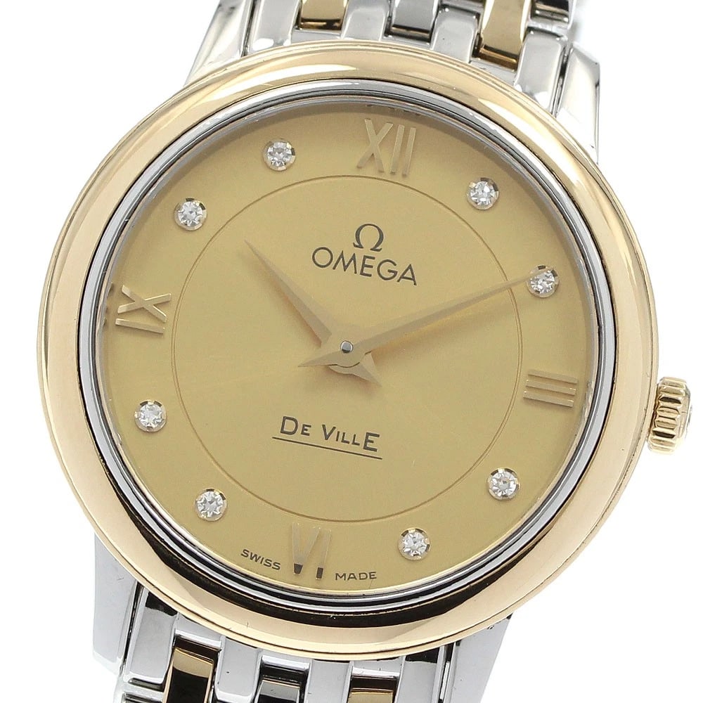 OMEGA DE VILLE PRESTIGE DIAMOND QUARTZ WATCH: OMEGA De Ville Prestige Diamond Quartz Watch Brand: OMEGA Type/Style: Wristwatch Material: Band Material Stainless Steel/YG, Case Material Stainless Steel/YG Color: Band Color Silver / Gold, Case Colo