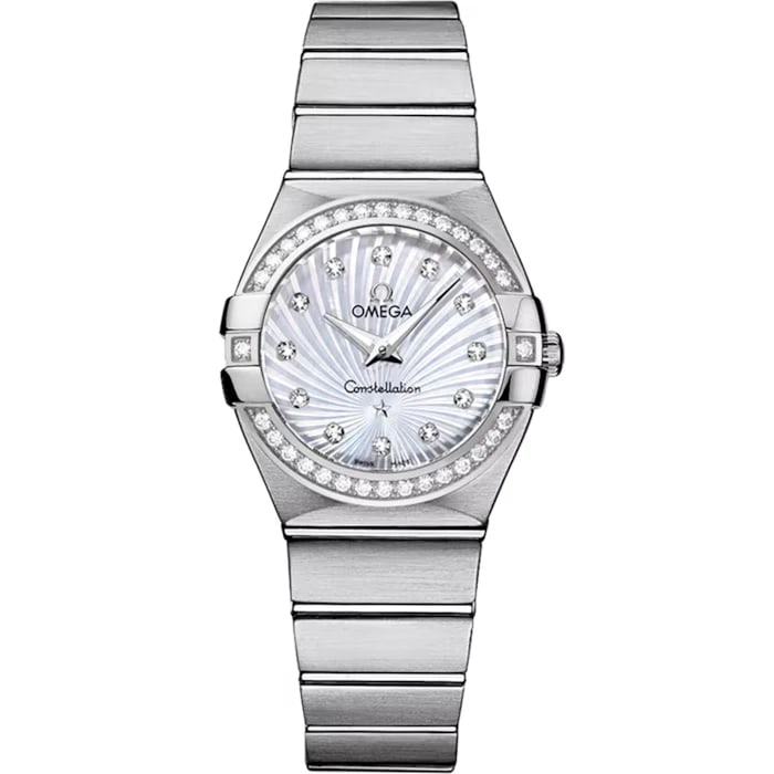 OMEGA CONSTELLATION BRUSHED QUARTZ WATCH: Omega Constellation Brushed Quartz Watch Brand: OMEGA Type/Style: Wristwatch Material: Material (Main): Stainless Steel Color: Case Color Color: White Size: Case Size: 27.0mm Case Thickness: 8.7mm