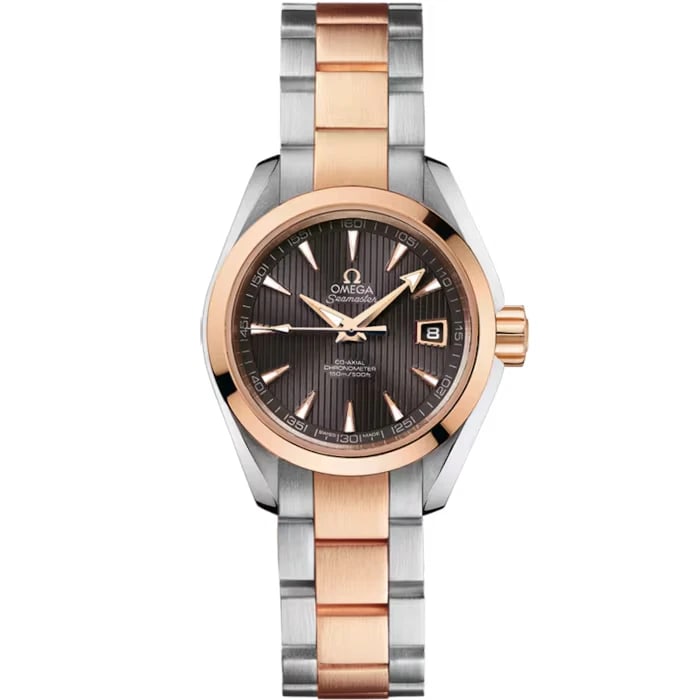 OMEGA SEAMASTER AQUA TERRA WATCH: Omega Seamaster Aqua Terra Watch Brand: OMEGA Type/Style: Wristwatch Material: Material (Main) Stainless Steel, Red Gold Color: Case Color Color Gray Size: Case Size 30.0mm Accessories: None