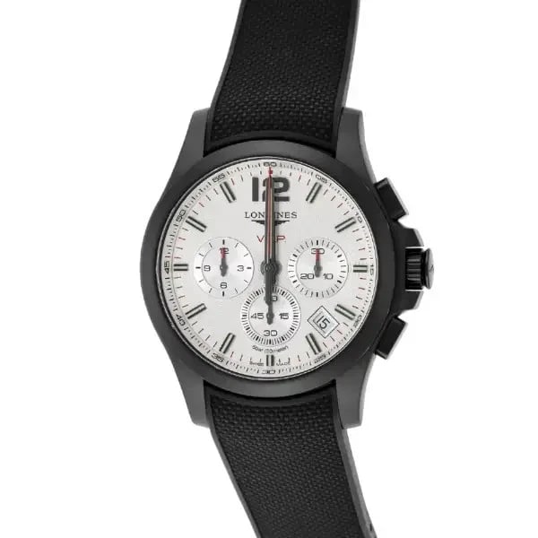 LONGINES CONQUEST WHITE WATCH: Longines Conquest White Watch Brand: Longines Type/Style: Wristwatch Material: Case: Stainless Steel Color: Case Color [Band Color] Black Size: [Case Size] 42mm x 42mm x 12mm Accessories: None