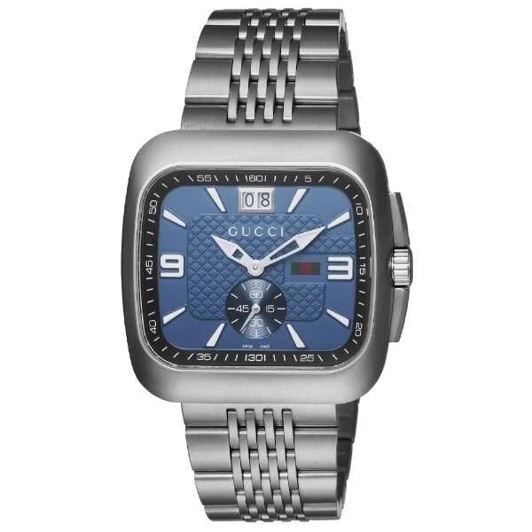 GUTCHI GUCCI COUPE BLUE WATCH: Gutchi GUCCI Coupe Blue Watch Brand: Gucci Type/Style: Wristwatch Material: Case material: Stainless steel Color: Case Color Dial color: Blue Size: Case diameter/width: 40 millimeters Case thickness:
