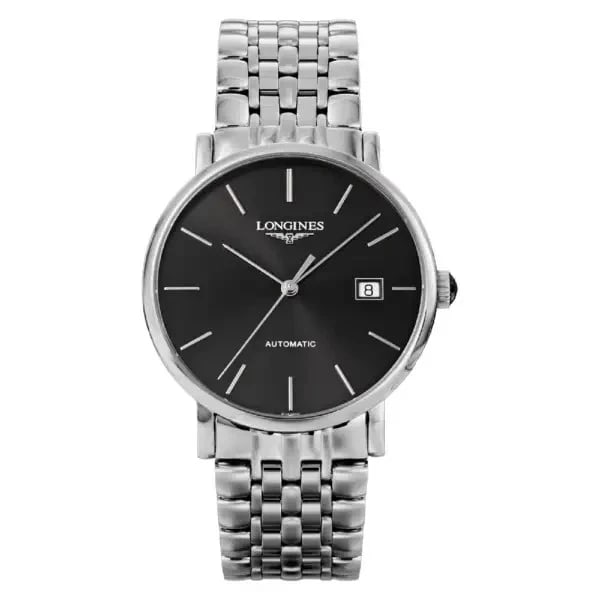 LONGINES ELEGANT GRAY WATCH: Longines Elegant Gray Watch Brand: Longines Type/Style: Wristwatch Material: Case: Stainless Steel Color: Case Color [Band Color] Silver Size: [Case Size] 39mm x 39mm x 9mm Accessories: None <