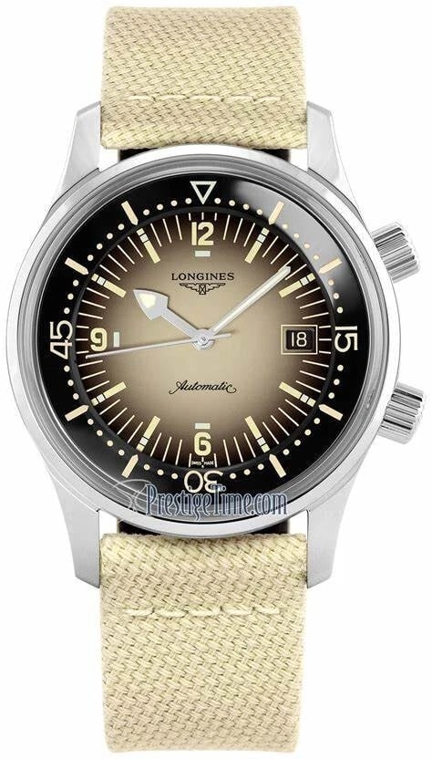 LONGINES LEGEND DIVER DATE WATCH: LONGINES Legend Diver Date Watch Brand: Longines Type/Style: Wristwatch Material: Case material: Stainless steel Color: Case Color Dial color: Beige Size: Case diameter: 42 mm Accessories: None