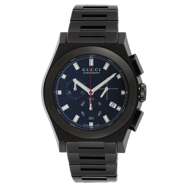 GUCCI PANTHEON STAINLESS STEEL WATCH: GUCCI Pantheon Stainless Steel Watch Brand: Gucci Type/Style: Wristwatch Material: Case material: Stainless steel Color: Case Color Dial color Black Size: Size (length x width x thickness) Approx. 52
