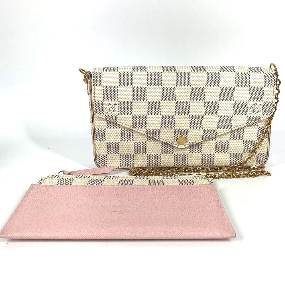 LOUIS VUITTON DAMIER AZUR POCHETTE LONG WALLET: LOUIS VUITTON Damier Azur Pochette Long Wallet Brand: Type/Style: Long Wallet Material: Damier Azur Canvas Color: Rose valerine / pinkxWhite Size: W8.3?H4.9inch / W21cm H12.5cm Accessories: None <