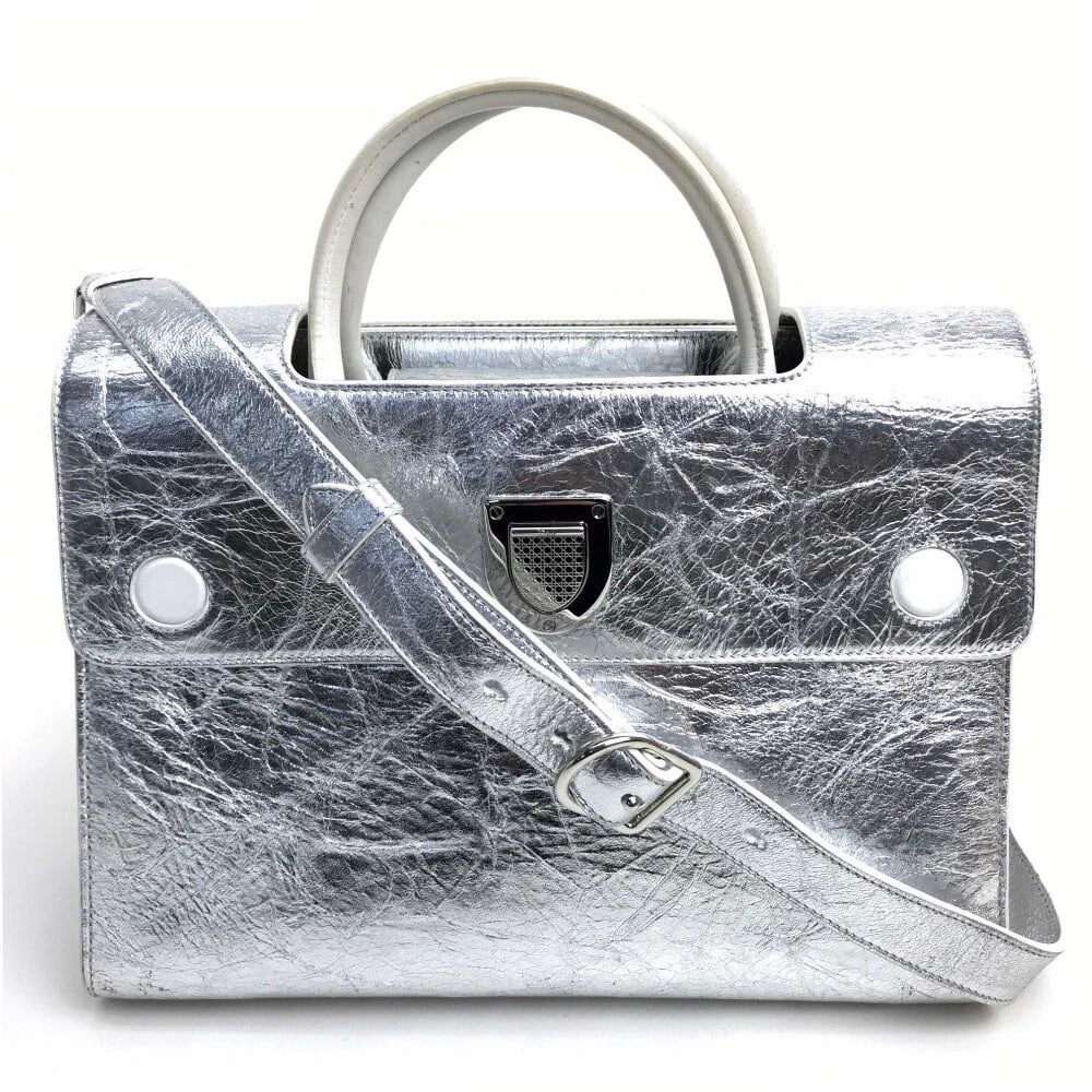 CHRISTIAN DIOR DIOREVER 2WAY BAG SHOULDER BAG: CHRISTIAN DIOR DIOREVER 2WAY bag Shoulder Bag Brand: Christian Dior Type/Style: Hand Bag Material: Leather Color: Metallic Silver Size: W11.6?H8.7?D5.5inch / W29.5cm H22cm D14cm Accessories: None