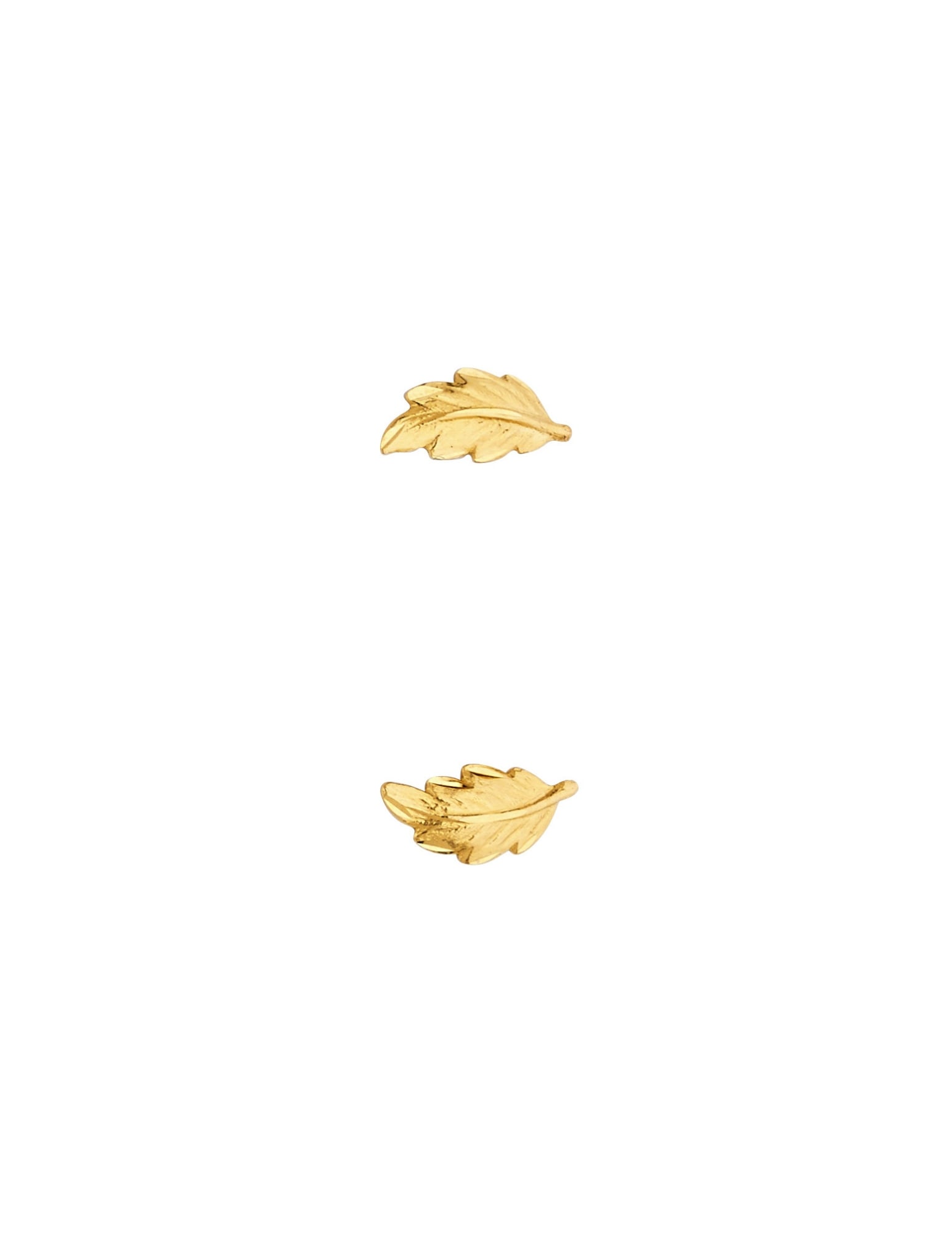 14KY SMALL LEAF POST EARRINGS - 2