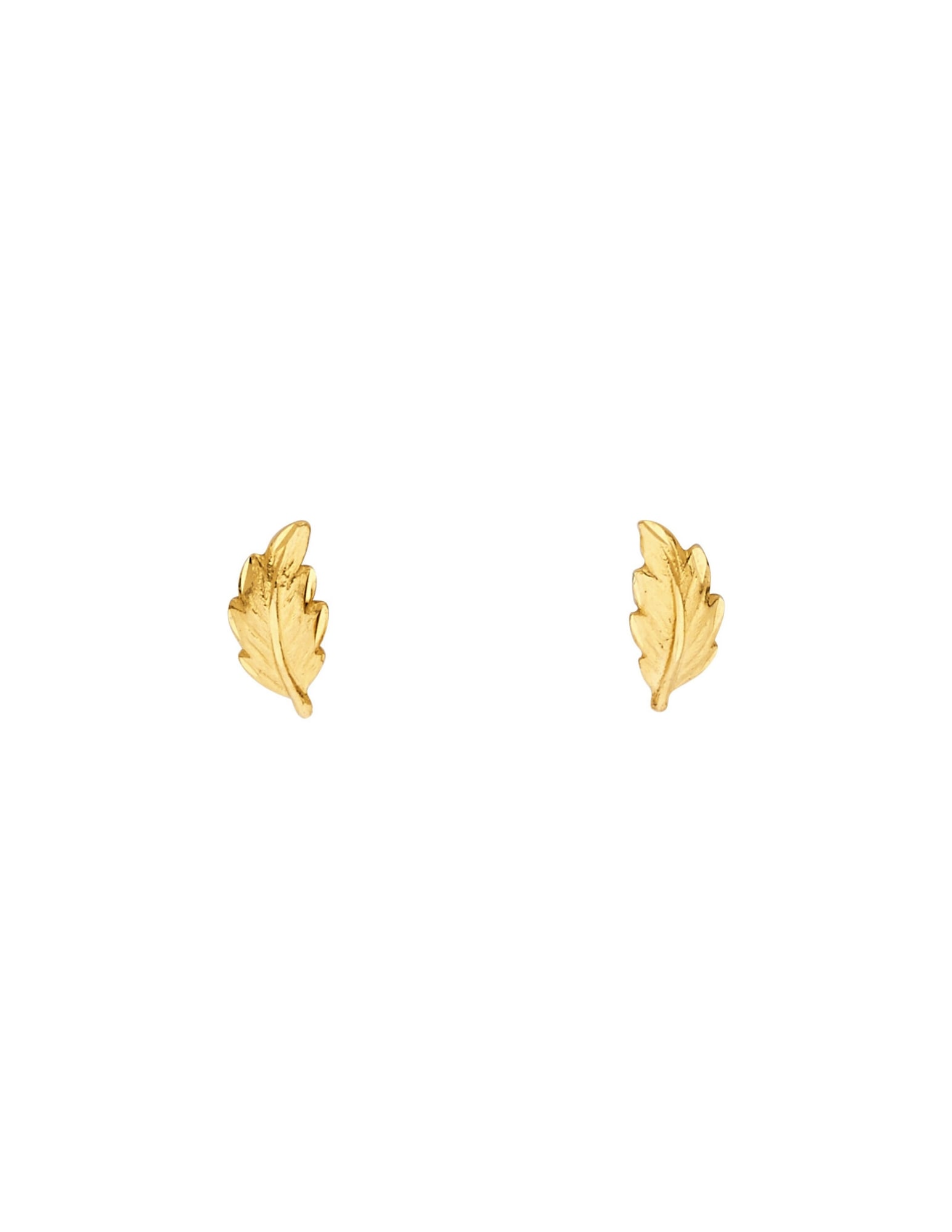 14KY SMALL LEAF POST EARRINGS - 3