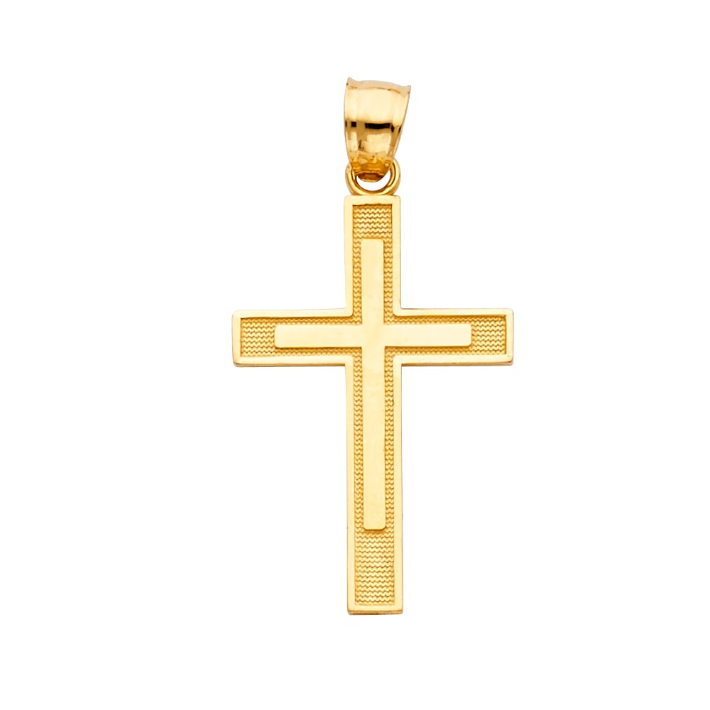 14KY LATIN CROSS PENDANT: 14KY Latin Cross Pendant Material Type : 14k Gold Material Color : Yellow Avg. Weight: Avg. Weight: 1.23 Gr. Size: Height 30 mm, Width 15 mm Accessories: None Notice: When purchasing pre-owned good