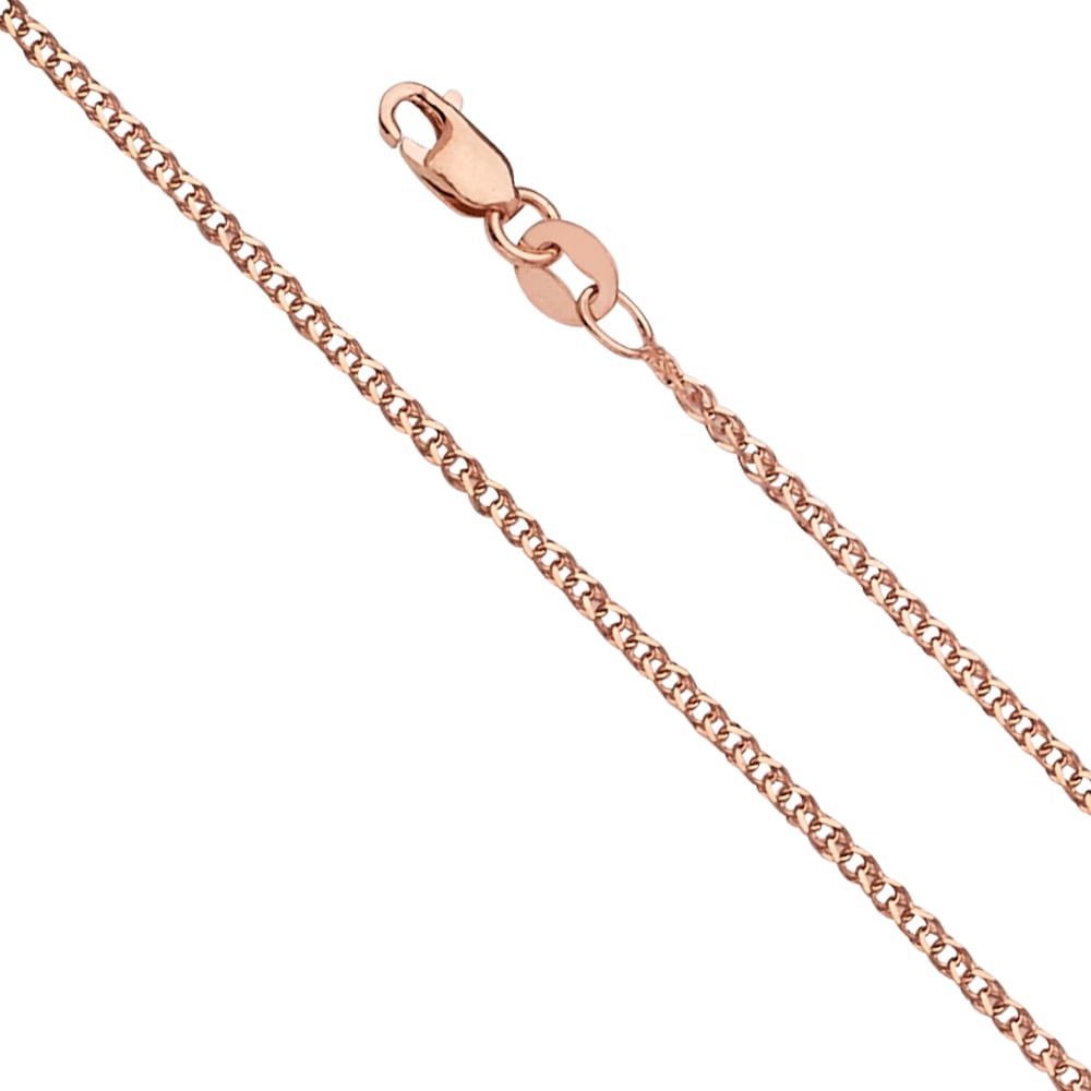 14K PINK FLAT WHEAT: 14K Pink Flat Wheat Material Type : 14k Gold Material Color : Pink Avg. Weight: Avg. Weight: 1.66 Gr. Size: Length : 16 inch, Width 1.5mm Accessories: None Notice: When purchasing pre-owned goods,