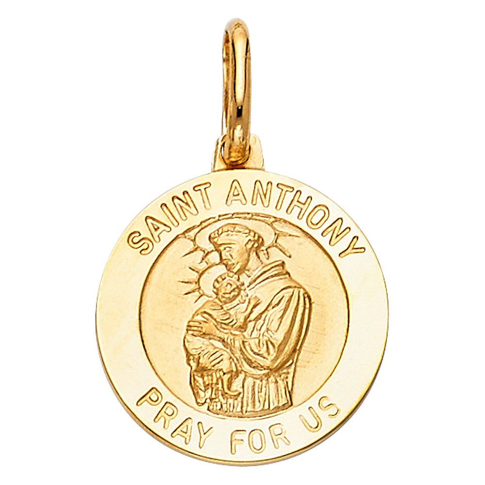 14KY ST. ANTHONY PENDANT: 14KY St. Anthony Pendant Material Type : 14k Gold Material Color : Yellow Avg. Weight: Avg. Weight: 2.09 Gr. Size: Height 18 mm, Width 15 mm Accessories: None Notice: When purchasing pre-owned good