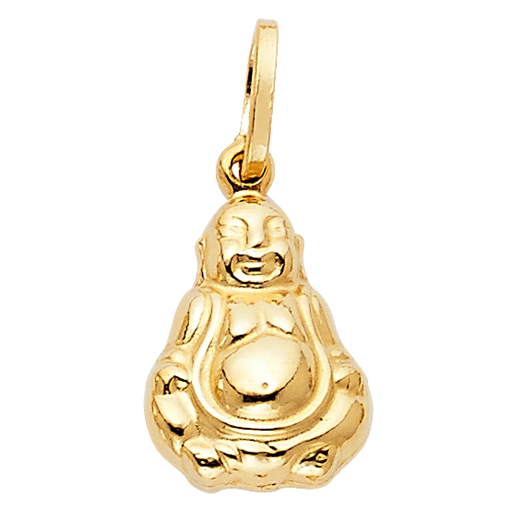 14KY HOLLOW BUDDA PENDANT: 14KY Hollow Budda Pendant Material Type : 14k Gold Material Color : Yellow Avg. Weight: Avg. Weight: 1.09 Gr. Size: Height 15.5 mm, Width 10 mm Accessories: None Notice: When purchasing pre-owned g