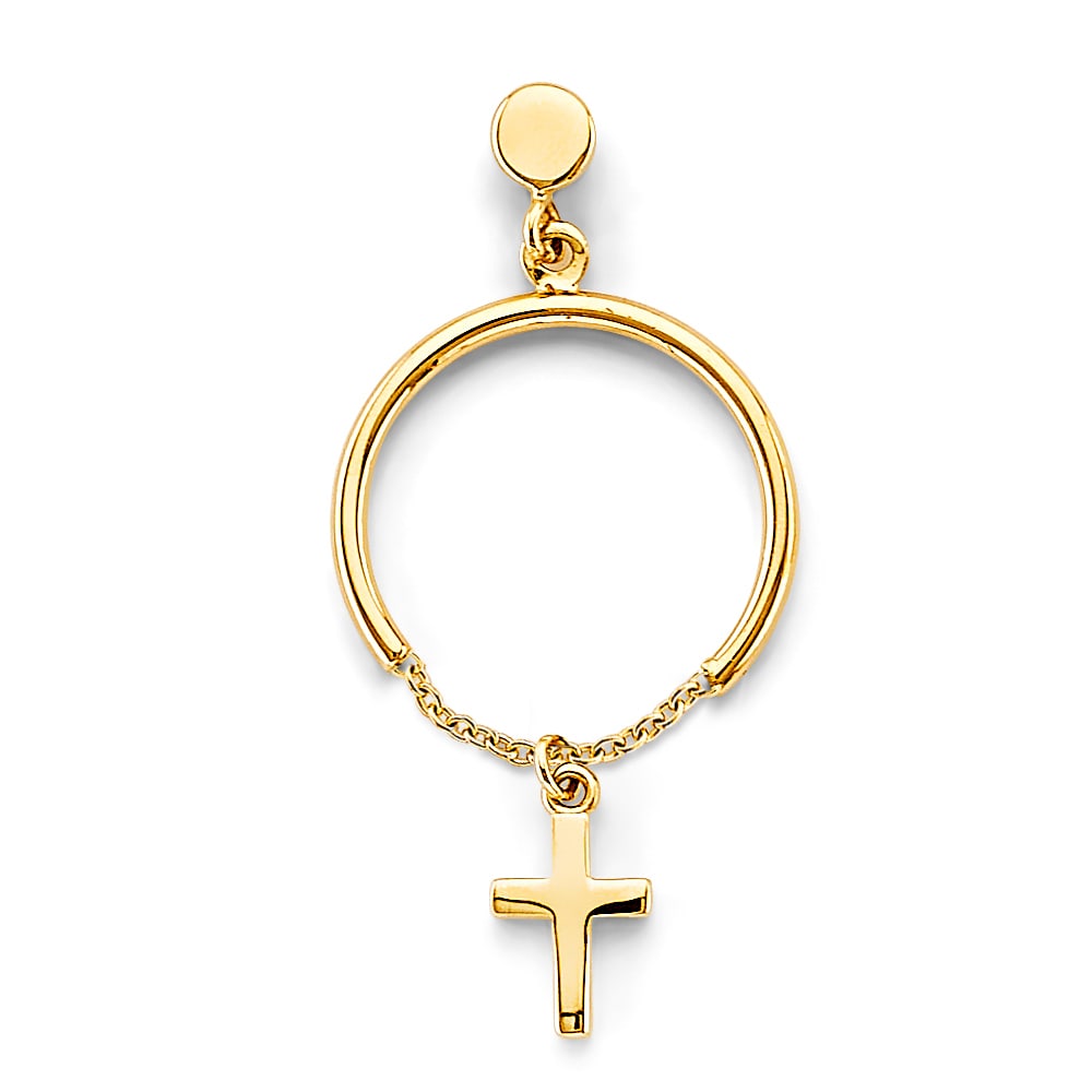 14KY HANGING CROSS EARRINGS: 14KY Hanging Cross Earrings Material Type : 14k Gold Material Color : Yellow Avg. Weight: Avg. Weight: 2.2 Gr. Size: Height : 35 mm, Width : 17 mm Accessories: None Notice: When purchasing pre-owne