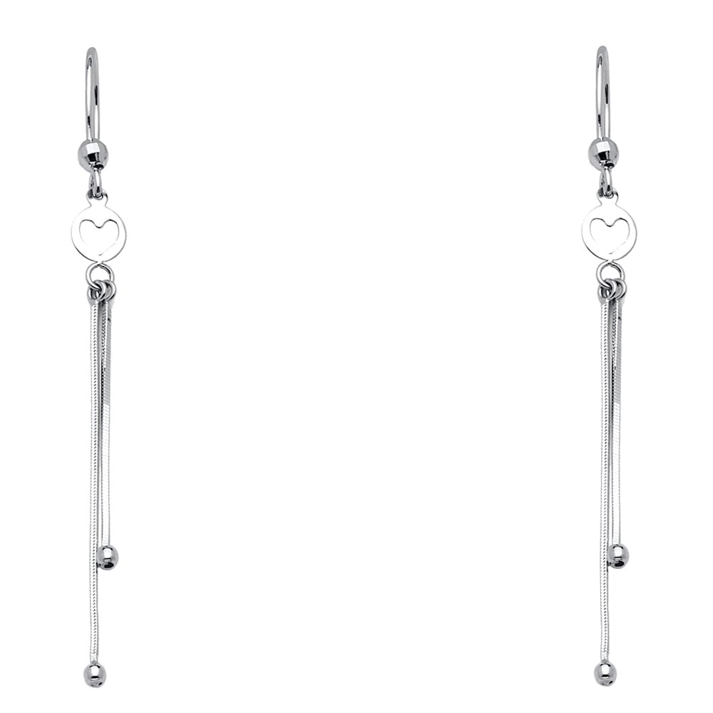 14KW HANGING EARRINGS: 14KW Hanging Earrings Material Type : 14k Gold Material Color : White Avg. Weight: Avg. Weight: 1.42 Gr. Size: Height : 55 mm, Width : 5 mm Accessories: None Notice: When purchasing pre-owned goods