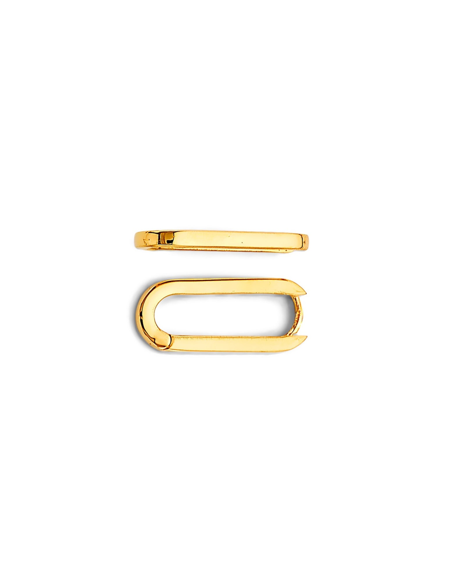 14KY SHINY PAPERCLIP HUGGIES EARRINGS: 14KY Shiny Paperclip Huggies Earrings Material Type : 14k Gold Material Color : Yellow Avg. Weight: Avg. Weight: 2.88 Gr. Size: Height : 25 mm, Width : 1 mm Accessories: None Notice: When purchasin