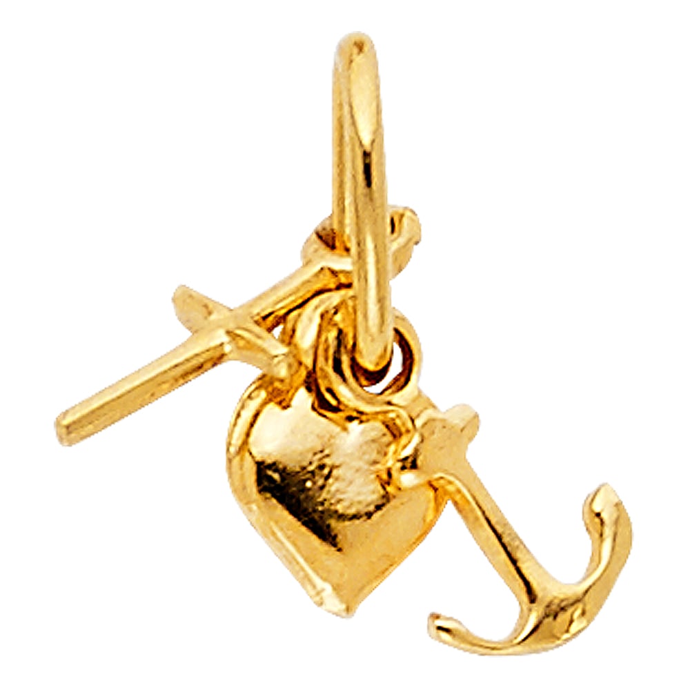 14KY HEART CROSS ANCHOR PENDANT: 14KY Heart Cross Anchor Pendant Material Type : 14k Gold Material Color : Yellow Avg. Weight: Avg. Weight: 0.75 Gr. Size: Height 8 mm, Width 10 mm Accessories: None Notice: When purchasing pre-owne