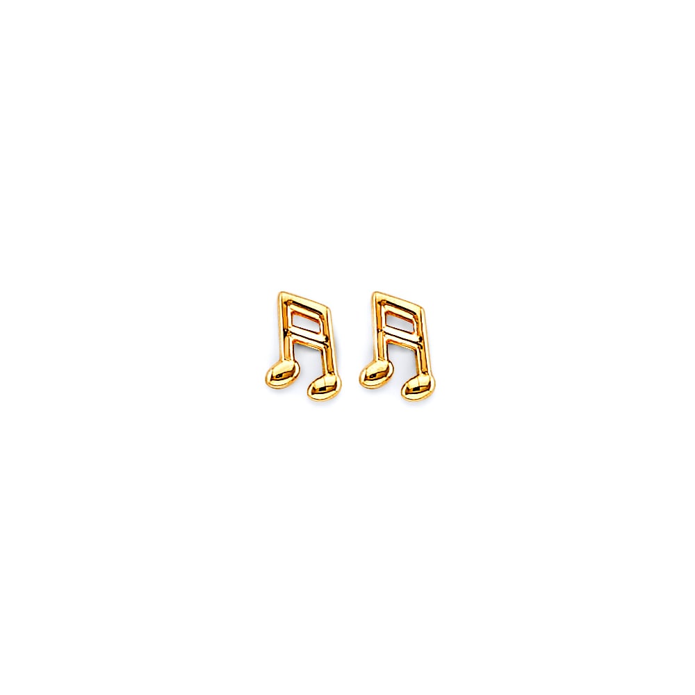 14K 2T MUSIC NOTE PUSH BACK EARRINGS: 14K 2T Music Note Push Back Earrings Material Type : 14k Gold Material Color : Two Tone Avg. Weight: Avg. Weight: 0.72 Gr. Size: Height : 5 mm, Width : 5 mm Accessories: None Notice: When purchasin