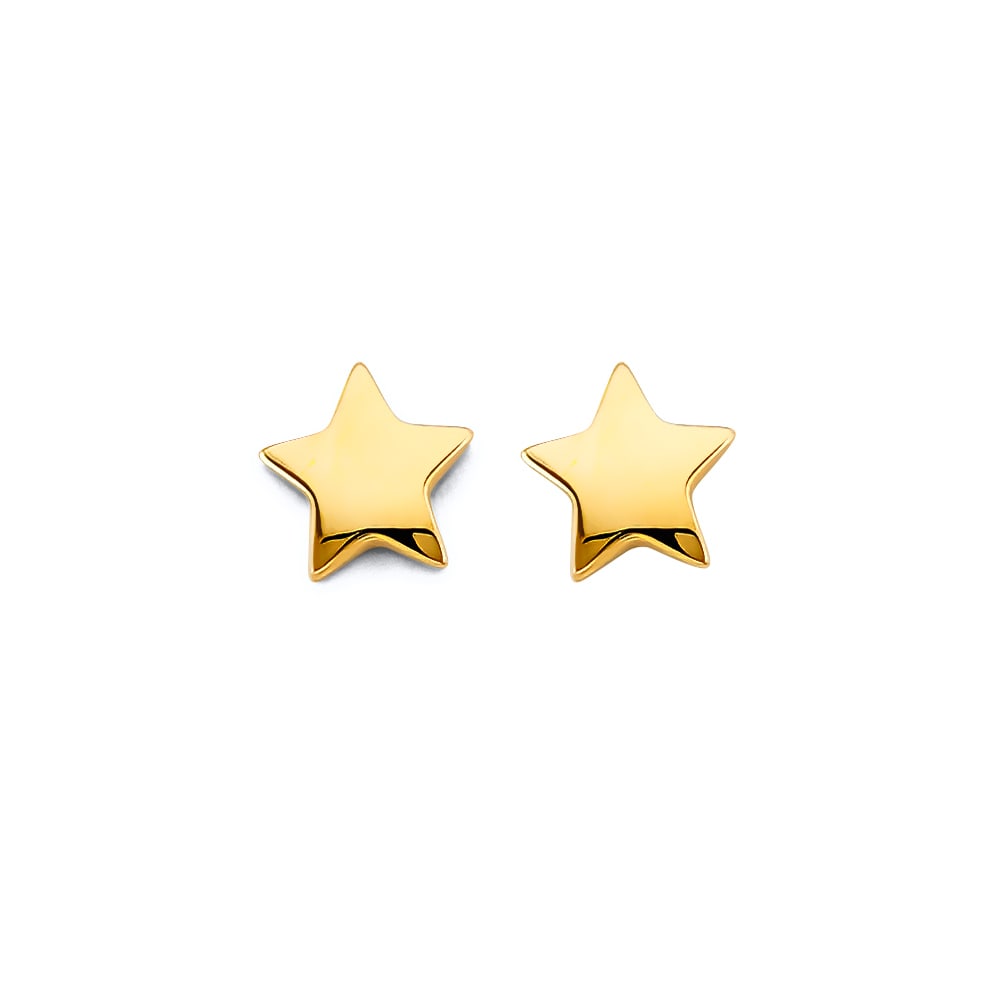 14KY STAR PUSH BACK EARIINGS: 14KY Star Push Back Eariings Material Type : 14k Gold Material Color : Yellow Avg. Weight: Avg. Weight: 1.25 Gr. Size: Height : 8 mm, Width : 8 mm Accessories: None Notice: When purchasing pre-owne