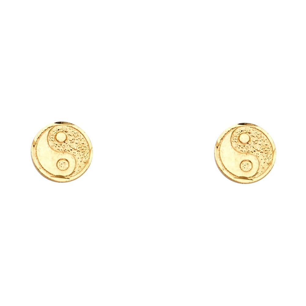 14KY SMALL EASTERN LUCKY POST EARRINGS: 14KY Small Eastern Lucky Post Earrings Material Type : 14k Gold Material Color : Yellow Avg. Weight: Avg. Weight: 0.74 Gr. Size: Height : 7 mm, Width : 7 mm Accessories: None Notice: When purchasin