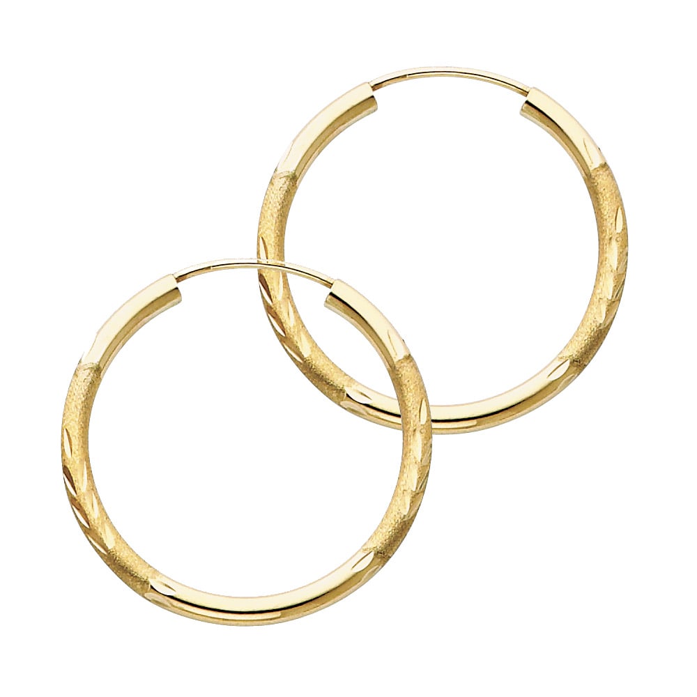 14KY BUDDED DC ENDLESS HOOP EARRINGS: 14KY Budded DC Endless Hoop Earrings Material Type : 14k Gold Material Color : Yellow Avg. Weight: Avg. Weight: 1.14 Gr. Size: Height : 25 mm, Width : 25 mm Accessories: None Notice: When purchasing