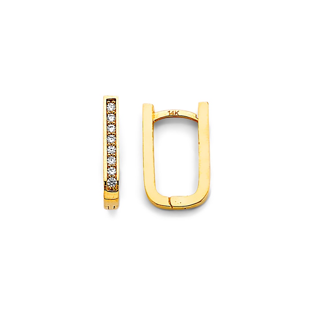14KY CZ PAPERCLIP HUGGIES EARRINGS: 14KY CZ Paperclip Huggies Earrings Material Type : 14k Gold Material Color : Yellow Avg. Weight: Avg. Weight: 1.94 Gr. Size: Height : 15 mm, Width : 8 mm Accessories: None Notice: When purchasing