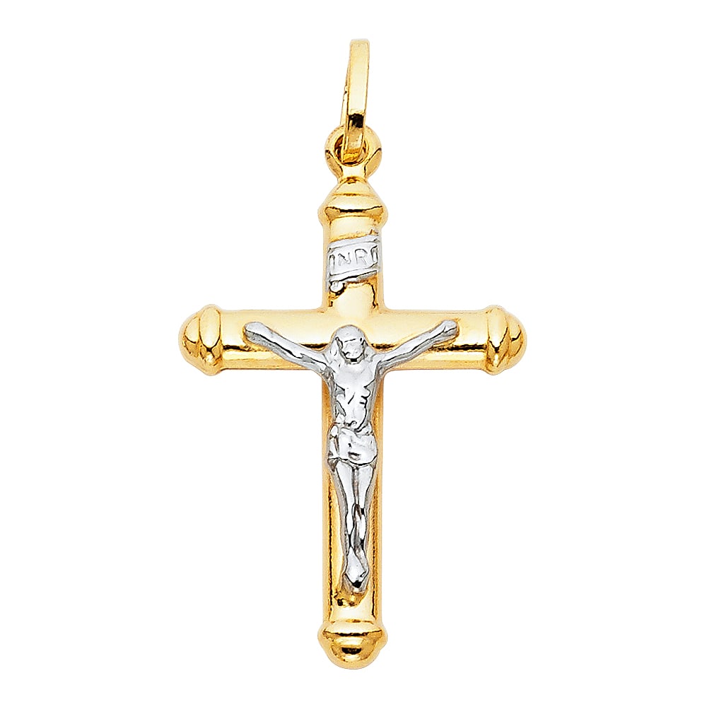 14K 2T HOLLOW CRUCUFIX BIG: 14K 2T Hollow Crucufix Big Material Type : 14k Gold Material Color : Two Tone Avg. Weight: Avg. Weight: 1.74 Gr. Size: Height 35 mm, Width 20 mm Accessories: None Notice: When purchasing pre-owned
