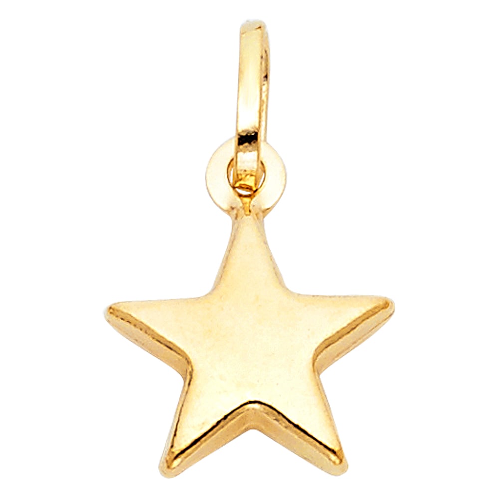 14KY HOLLOW STAR PENDANT: 14KY Hollow Star Pendant Material Type : 14k Gold Material Color : Yellow Avg. Weight: Avg. Weight: 0.82 Gr. Size: Height 13 mm, Width 12.5 mm Accessories: None Notice: When purchasing pre-owned go