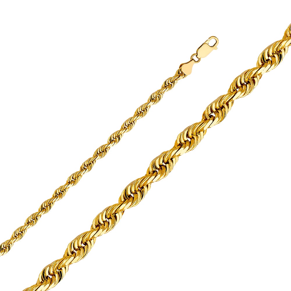 14KY SOLID ROPE DC CHAIN: 14KY Solid Rope DC Chain Material Type : 14k Gold Material Color : Yellow Avg. Weight: Avg. Weight: 14.5 Gr. Size: Length : 8.5 inch, Width 5.1mm Accessories: None Notice: When purchasing pre-owned