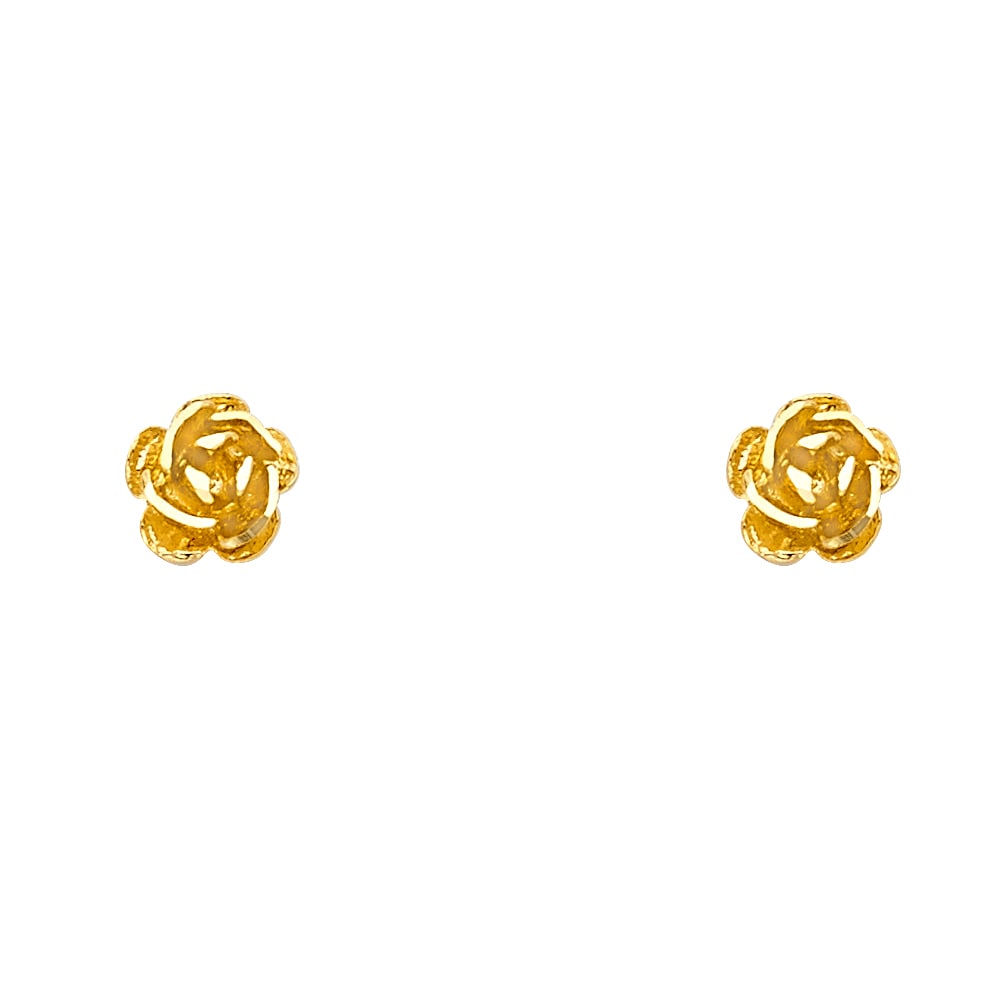 14KY SMALL FLOWER POST EARRINGS: 14KY Small Flower Post Earrings Material Type : 14k Gold Material Color : Yellow Avg. Weight: Avg. Weight: 1.12 Gr. Size: Height : 7 mm, Width : 7 mm Accessories: None Notice: When purchasing